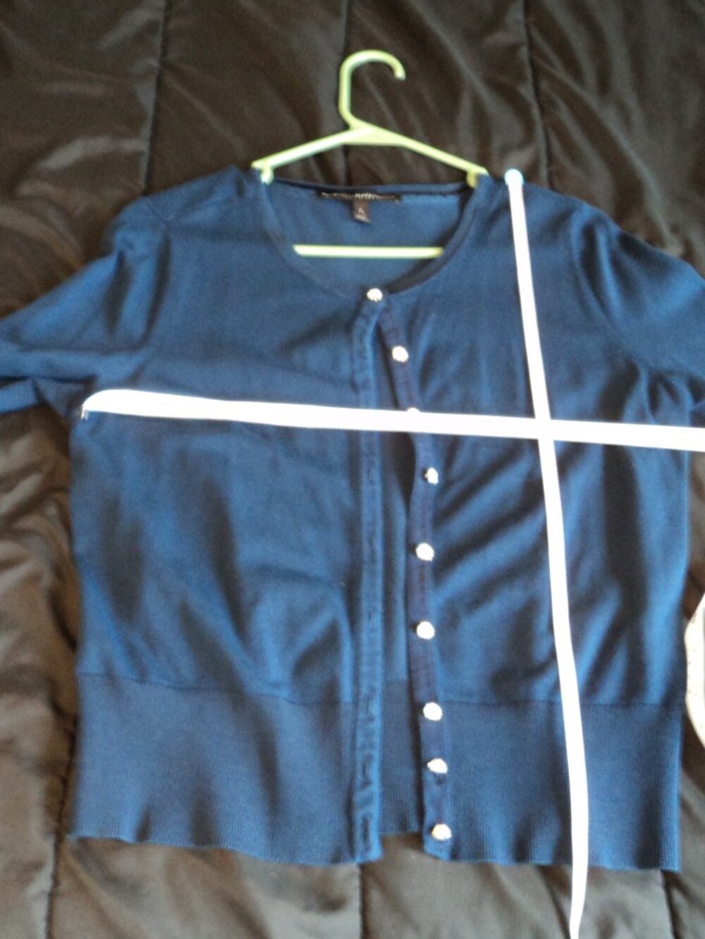 Women's Navy Blue Cardigan Button Up Sweater - Picture 3 of 4